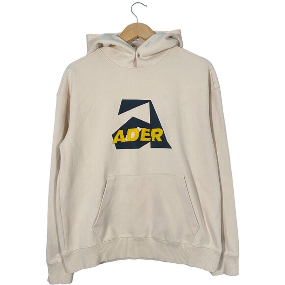 Ader Error Felt Logo FW2020 Pullover Hoodie Ivory mens size A1 / US Small - Picture 1 of 11